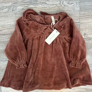 Quincy Mae Kids Brown Velvet Dress - NWT